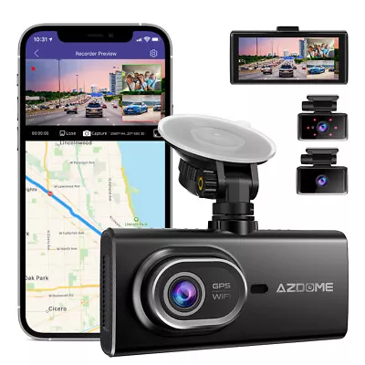 $149.99 • Buy AZDOME 1080PCar Dash Cam 3Channel WIFI GPS Car Camera Recorder Night Vision128GB