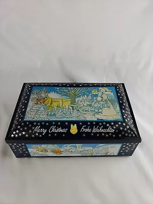 Vintage E. Otto Schmidt Christmas Biscuit Tin Nurnberg West Germany Hinged Lid • $15