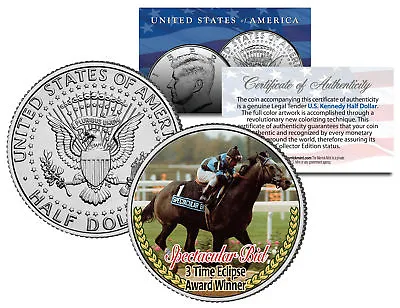 SPECTACULAR BID *3 Time Eclipse Award Winner* Racehorse JFK Half Dollar US Coin • $8.95