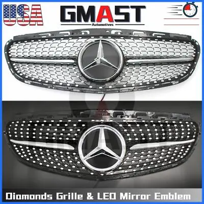 Black Diamonds Style Grille W/LED Mirror Emblem For Benz E-Class W212 2014-2016 • $159