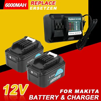 2XBattery+Charger Set 6.0Ah BL1061B 1040B BL1021B DC10WD For Makita 12V 10.8v • £106.46