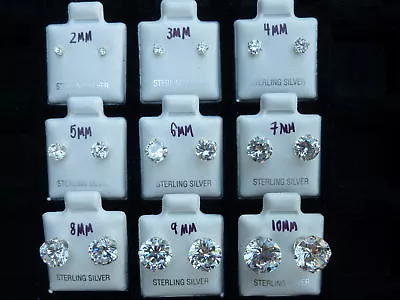 Sterling Silver CZ Stud Earrings With Butterfly Posts NEW • $7.97
