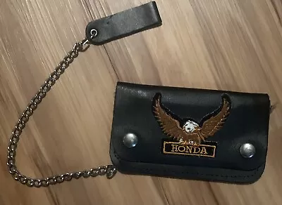 Vintage Honda Motorcycles Wallet Eagle Logo Biker Black Leather 1970's • $29.99