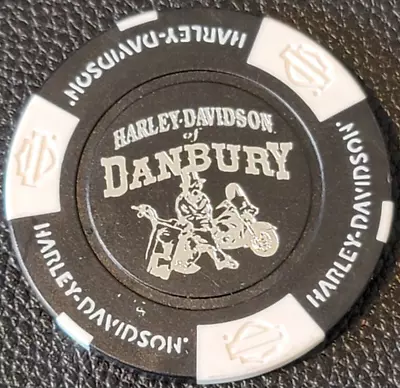 DANBURY HD (Design 1) CONNECTICUT (Black/White) Harley Davidson Poker Chip • $6.49