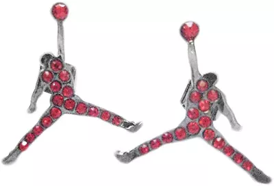 Michael Jordan Silver - Plated Pair Stud Earrings Silver Red Jumpman Jump Man • $14.95