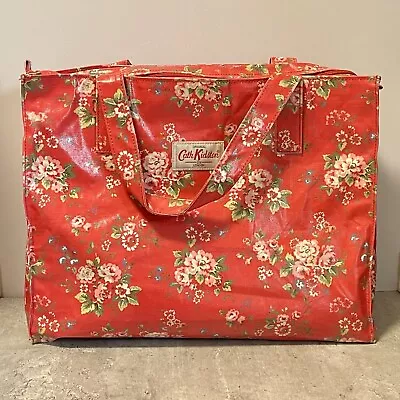 Cath Kidston Bag - Tote Shopping Red Floral PVC Zipped 38cm X 33cm X 12cm Retro • £15