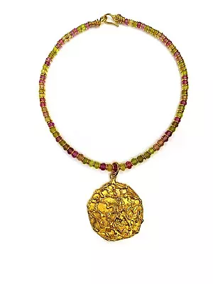 Jean Mahie 22K Yellow Gold Amethyst Peridot Beryl Pendant Necklace Bayadere • $26500