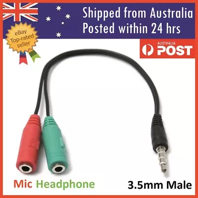 3.5mm Male To 2 Dual Female Plug Jack Audio Stereo Headset Mic Splitter Cable • $4.45