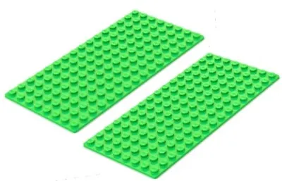 2 NEW BRIGHT GREEN LEGO BASEPLATE LOT 8X16 Dot Base Board 2.5x5 Inch Plate • $6.99