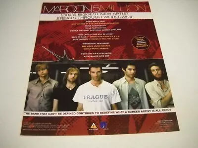 MAROON 5 Biggest New Artist Breaks Through Worldwide 2004 Promo Poster Ad • $9.95