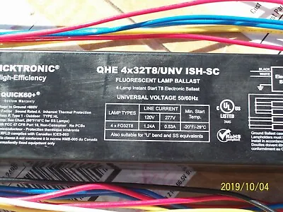 (1) 51347 Osram Qhe 4x32t8/unv Ish-sc 4-lamp Instant Start T8 Ballast - Quantity • $17.50