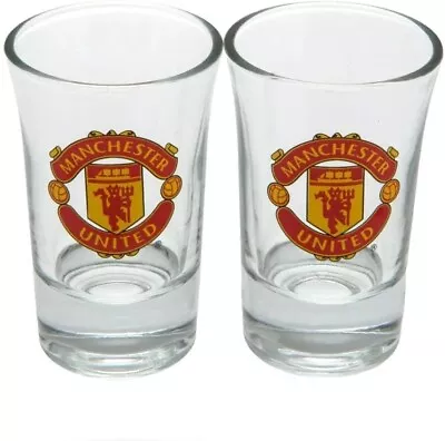 Manchester United Shot Glasses - Football Red & Black  Set Of 2 • £9.50