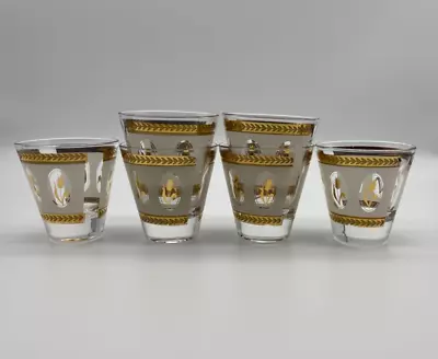 $45 • Buy 6 Vintage Barware Brockway Golden Wheat MCM Cocktail Tumblers