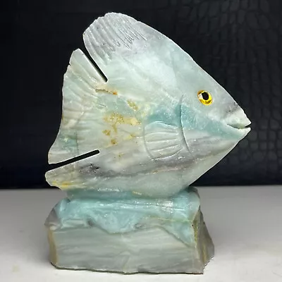 310g Natural Crystal Mineral Specimen. Amazon Stone. Hand-carved Fish.Gift.RC • $49.99