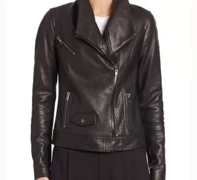 Vince Leather Jacket Black $1095 XS NWT NEW Moto Coat • $165