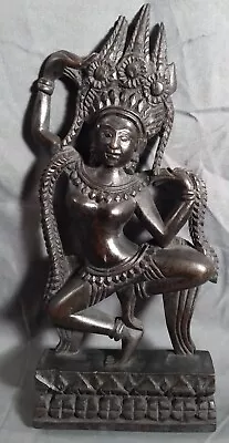 Vintage Asian Apsara Indian Wooden Carving Sculpture Figurine  • $14.95