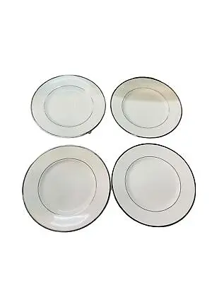 Mikasa Gothic Platinum Rim Appetizer Plates (4) Discontinued NeW White & Silver  • $24