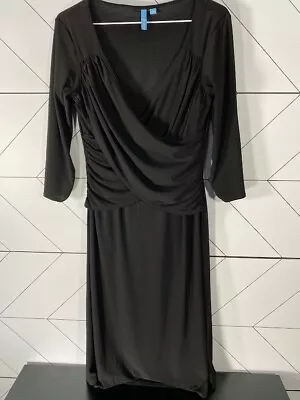 Black B-Slim 3/4 Sleeve Cross Front Shapewear Dress Size Small Excellent • $10.99