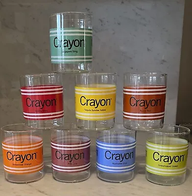 Vintage MCM Al Zlogar 12-Ounce Crayola Crayon Lowball Bar Glasses (8) • $99.99