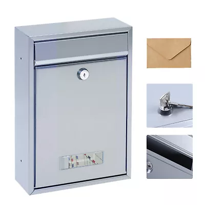 Steel Locking Mailbox Mail Box Wall Mount Newspaper Letterbox Door & 2 Keys Home • $31.35
