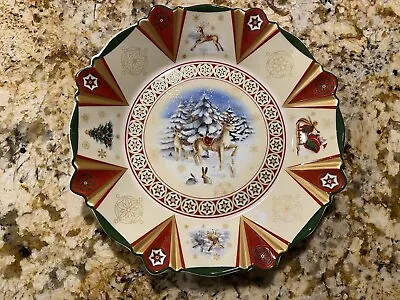 Villeroy & Boch Christmas Reindeer Fantasy Ceramic Serving Bowl Dish 9” #1748 • $29