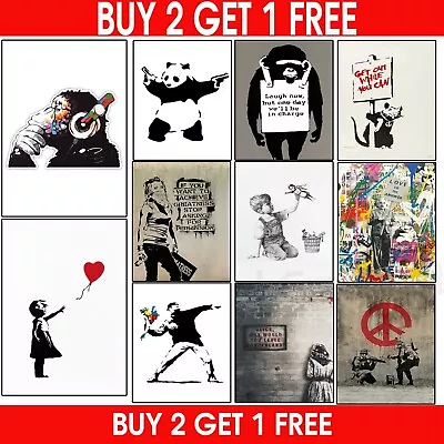 Banksy Poster Prints Room Wall Art Picture Graffiti Artwork Decor Print A3 A4 A5 • £5.99