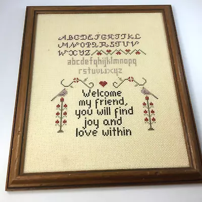 Vintage Wall Hanging Needlepoint Picture Friends Love Friendship • $24