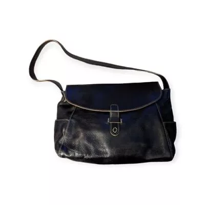 J Jill Black Black Leather Hobo Shoulder Bag Purse Handbag Pebbled Medium • $17.99