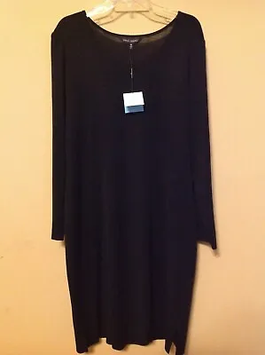 Ming Wang Black Scoop Neck Long Sleeve Knit Dress Plus Size 1X • $195
