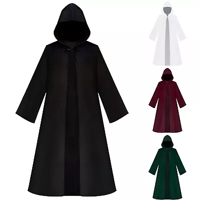 Halloween Cosplay Retro Mens Medieval Costume Robe Cosplay Hooded Cape Cardigan • $20.43