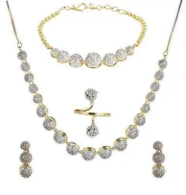 £22.63 • Buy Indian Bollywood Necklace Set With Earrings, Bracelet And Ring For Girls & Women