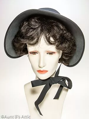 Bonnet Turn Of The Century Ladies Gray Wool Felt Historical Reenactor Accessory • $79.98