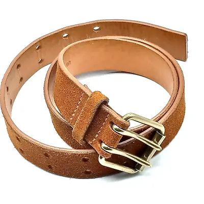 J Crew Suede Belt Size Small Italian Leather Brown Double Hole Made In USA • $19.99