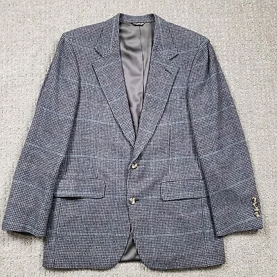 Vintage Camel Hair Sport Coat Blazer Suit Jacket Gray Houndstooth Check 42R • $50