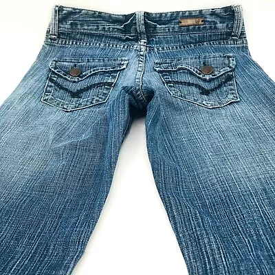 Vanity Jeans Size 26 Stretch Flare Flap Pockets Medium Denim Wash Womans • $16.75