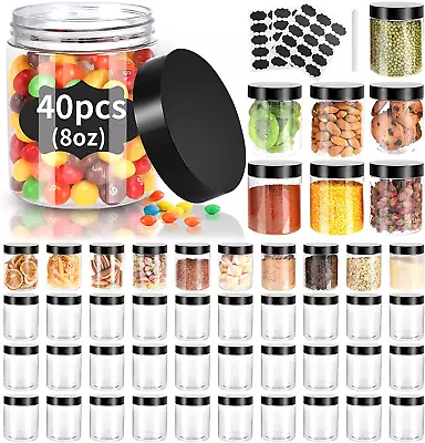 40 Pack Plastic Jars With Lids Gencywe 8 Oz Clear Slime Cosmetics Containers.. • $29.83