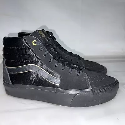 VANS Old Skool Black Gold + Satin Panel Platform Sneakers - Womens 9.5 #33616 • $50