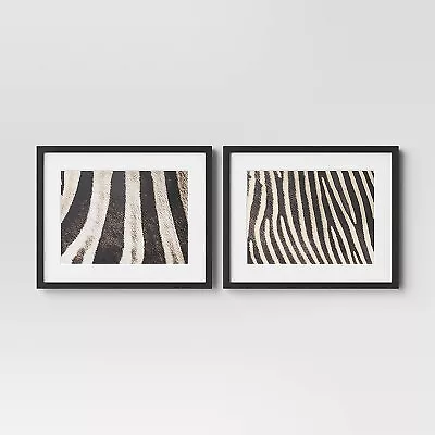 20  X 16  2pc Zebra Close Up Glass Framed Wall Posters - Threshold • $20.99