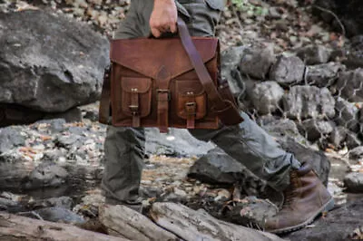 New Men's Vintage Leather Messenger Briefcase S Shoulder Bag Laptop Bag • $46.78