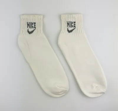 Vintage Nike Swoosh Logo Ankle Socks Size 10-13 White Gray Logo Sports 90s USA • $30