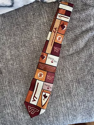 Vintage Eagle Neckwear Virginia Tech Hokies Mens Maroon Orange Dress Tie • $14.99