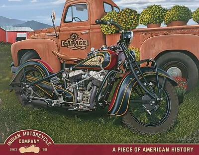 Tin Signs Indian Summer Motorcycle A Piece Of American History Pick-Up Truck • $16.99