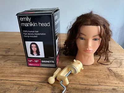 Manikin Training Head Emily 14-18  Brunette 100% Human Hair Salon Services • £34.99