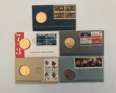 1972 -1976 Bicentennial Commemorative Medal 1st Day Cover LOT OF 5 • $35
