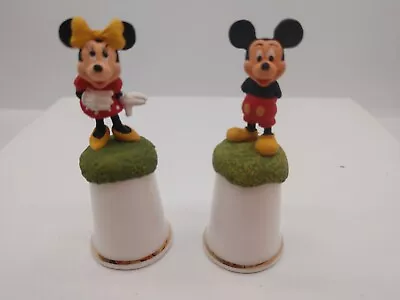 Disney Sterling Classic Mickey Mouse And Minnie Thimble On Stand And Dome • $22.98