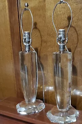 Pair Visual Comfort & Co Crystal Table Lamps Faceted Crystal Base French Wired  • $1295
