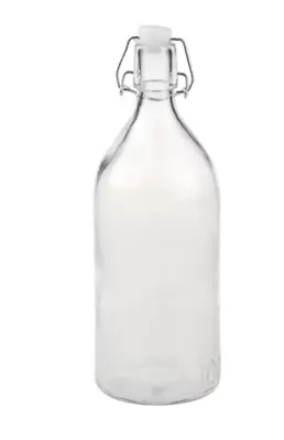 1000ML Clip Top Water Bottle 1 Litre Round Glass Bottle Flip Top Glass Bottles • $2.32