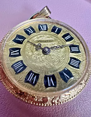 LUCERNE PENDANT WATCH GOLD TONE SWISS MADE Free Ship • $119