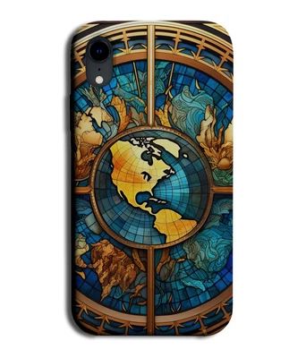 Stained Window Glass World Map Design On Phone Case Cover Maps Atlas Globe DF97 • £13.95