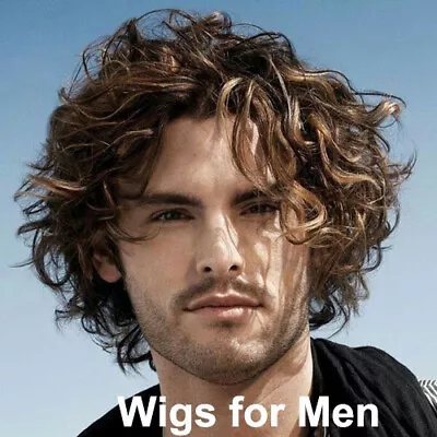 Men's Wig Short Curly Hair Fashion Cosplay Wigs Daily Hairstyle Brown Wigs • $14.87